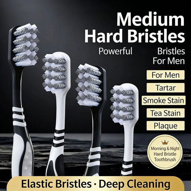 2PCS Hard Bristle Toothbrush Deep Cleaning Adult Dental Care Teeth Whitening Stain Removal Oral Care Toothbrush