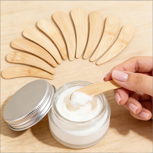 Natural Bamboo Facial Mask Spatula Mini Wooden Makeup Scoop Eco-friendly Cosmetic Cream Spoon Skin Care Mixing Tool 10Pcs Kit