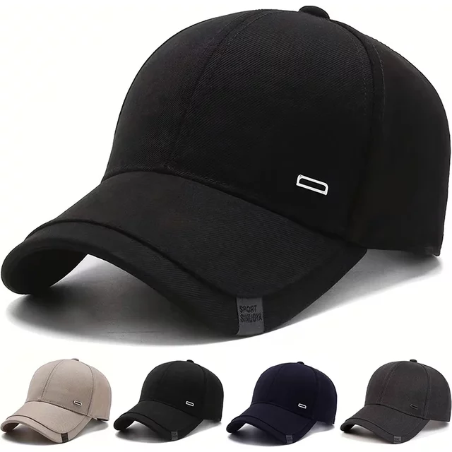 Unisex Square Silver Buckle Label Baseball Caps Spring and Autumn Outdoor Adjustable Casual Hats Hip Hop Cap Sunscreen Hat
