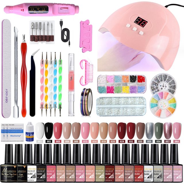 35Pcs Full Manicure Tool Set Nail Gel Nail Brushes Nail Mold UV Lamp Electric Nail Drill Nail Care Kit