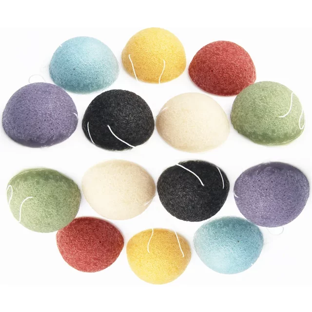 4Pcs/lot Natural Konjac Konnyaku Puff Face Wash Cleaning Sponge Esponja Maquiagem Exfoliator Cleanse Konjac Sponge Makeup Konjac