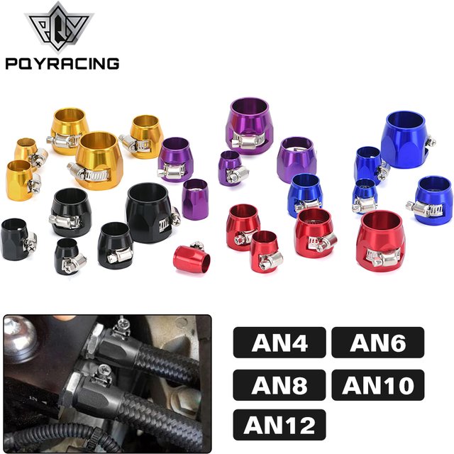 1lot=2pcs Hose Clamp AN4 AN6 AN8 AN10 AN12 Fuel Pipe Clip Oil Water Tube Hose Fittings Finisher Clamps Hex Finishers