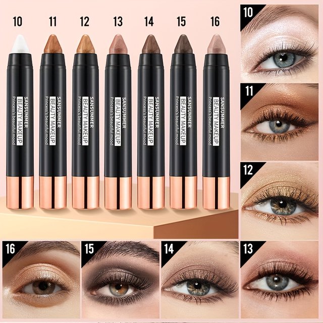 7-color waterproof eye shadow stick, pearlescent matte treatment, to create a natural and lasting eye makeup flash.