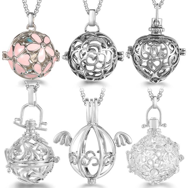Collier d'aromathérapie de grossesse vintage du Mexique, boule de musique électronique, pendentif médaillon de parfum d'appel, acier au titane, cadeau de bijoux, tendance