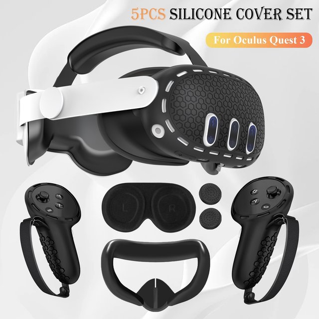 Accessoires VR pour Meta Quest 3, ensemble de étuis de protection en Silicone 4 en 1 pour Quest 3, housse de poignée de contrôleur, coque VR, couverture faciale