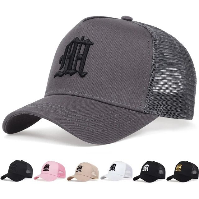 Unisex Personality M Letter Embroidery Baseball Net Caps Spring Summer Outdoor Adjustable Casual Hats Hip Hop Sunscreen Hat