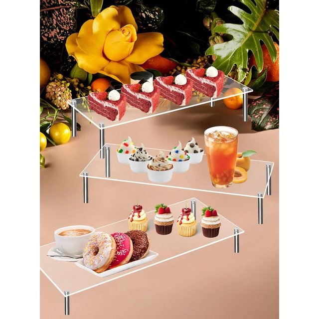 Acrylic Display Risers Stand Organizer, Clear Acrylic Shelf Riser Compatible With Perfume,Doll, Cake,Figure Display Decoration