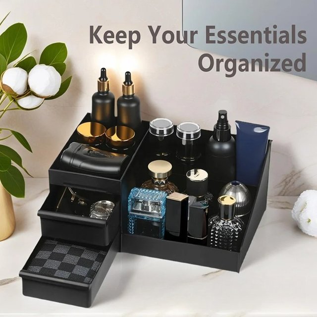 Organisateur de parfum pour hommes, support de parfum et de Cologne avec tiroirs, rangement supérieur de commode de salle de bain moderne, comptoir bien rangé, 1 pièce