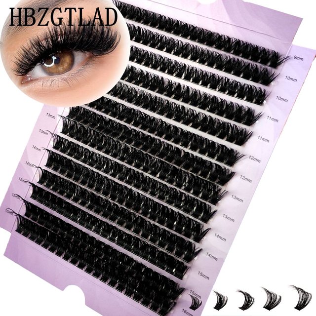 Purple Box 60D-160D Eyelash Clusters 9-16mm Mix Tray Wispy Individual Lashes Extensions 14Rows DIY Mink False Eyelashes Makeup