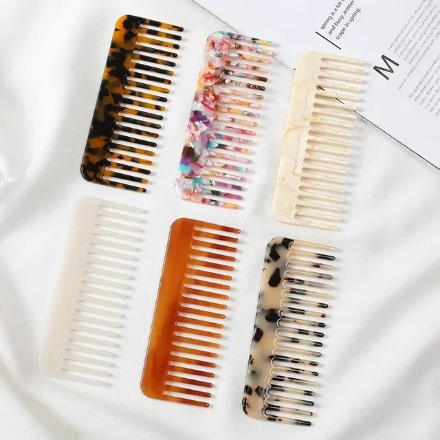 Peignes en acétate à dents larges, brosse à cheveux de Massage antistatique, accessoire de voyage pour Salon de coiffure coloré
