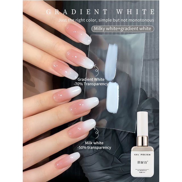 2Pc 12ml Milky White Gel Nail Polish Nail Polish Natural Color Translucent Jelly Soak Off LED Clear Coat Soap Nails Art White