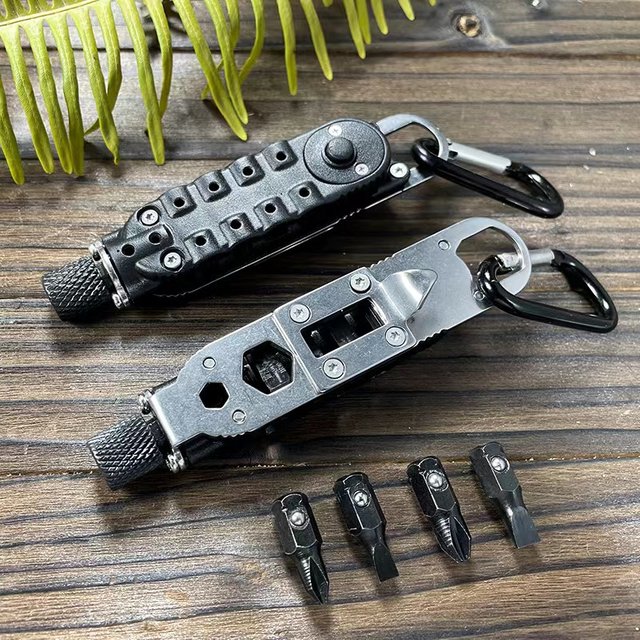 Multifunktionaler Mini-Schraubendreher für den Außenbereich, EDC-Schlüsselanhänger-Form, Schraubendreher, tragbares Reparaturwerkzeug aus Stahl