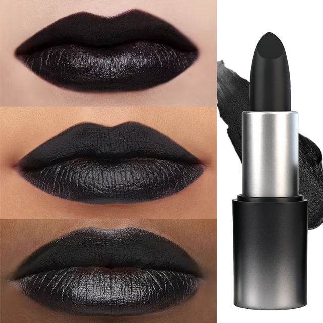 1PC Halloween Black Lipstick, Matte Lipstick, Moisturizing, Waterproof And Long-Lasting, Suitable For Vampire And Gothic Makeup
