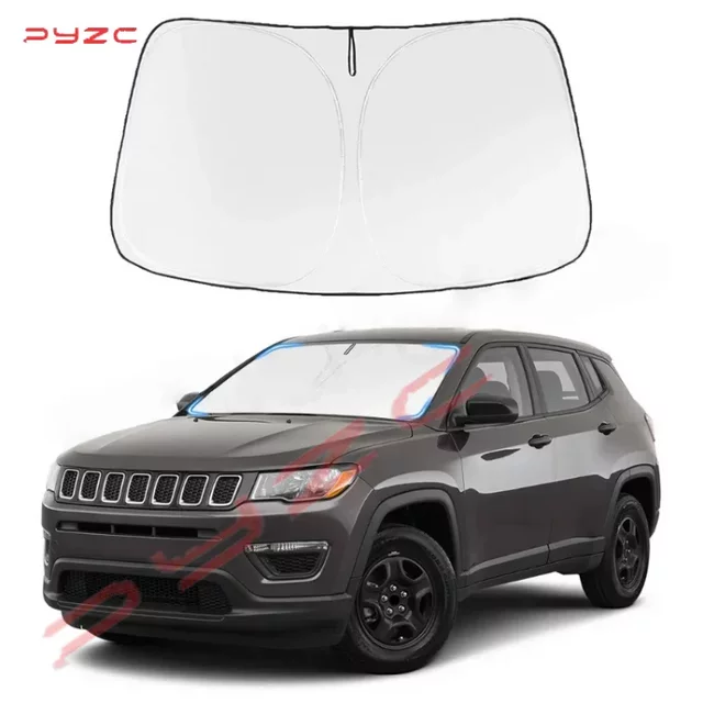 Car Windshield Sun Shade Covers Visors Auto Front Window Sunscreen For Jeep Compass 2017-2022 2023 2024 Sunshade Accessories