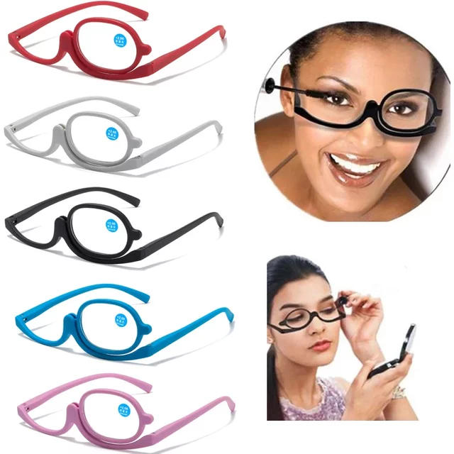 Magnifying Glasses Rotating Makeup Reading Glasses Anti Blue Light Make-up presbyopic Eyeglasses Diopter +1.0 +1.5 +2.0 To +4.0