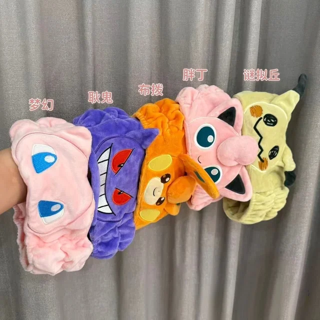 Face Washing Skincare Pokemon Plush Headband Gengar Jigglypuff Pawmi Mew Eevee Hair Band for Anime Fans Birthday Gift Girl