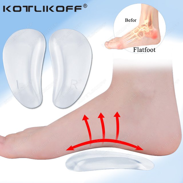 Orthotic Arch Foot Care Comfort Pain Silicone Orthopedic Insoles for Shoes Women Flat Feet Arch Support Self-adhesive Foot Pads