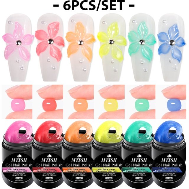 4/6pcs Glass Jelly Non-Stick Hand Extension Gel Nail Polish Set 3D Shaping/Sculpting/Carving UV/LED Gel Varnish Hard Gel DIY