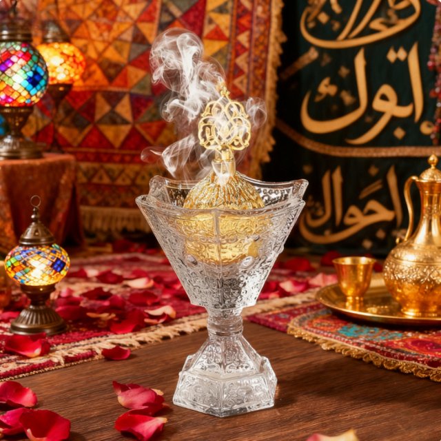 Brûleur d'encens en cristal de luxe avec couvercle, poêle d'aromathérapie au charbon de bois de Style arabe du moyen-orient pour la décoration de la maison, parfum