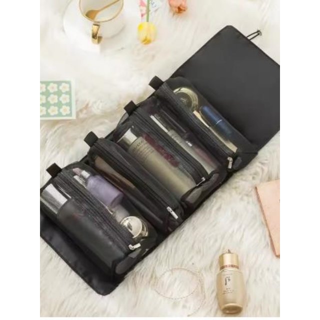 1pc-Detachable Cosmetic Bag Portable Large Capacity 4 in 1 Makeup Bags Portable Folding Travel Cosmetics Storage Toiletry Bag