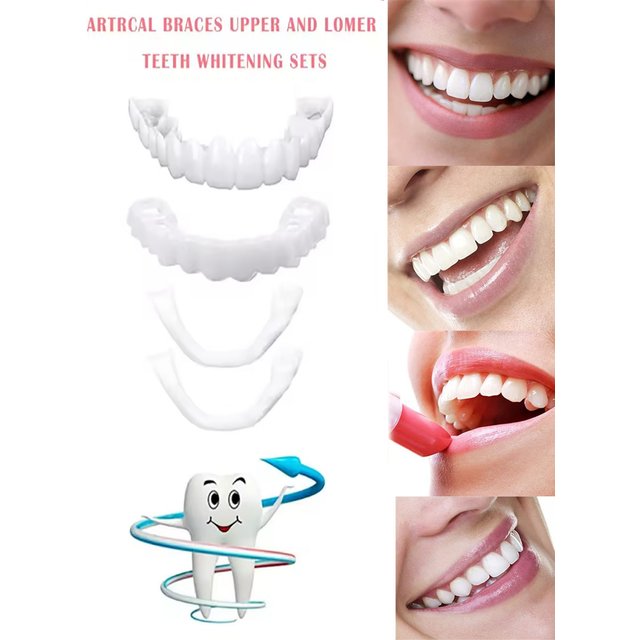 1/2/5Pcs The New Type Of Hole-Free Upper And Lower Teeth Combination Simulation Teeth Whitening Contains Dental Gel/Tweezers