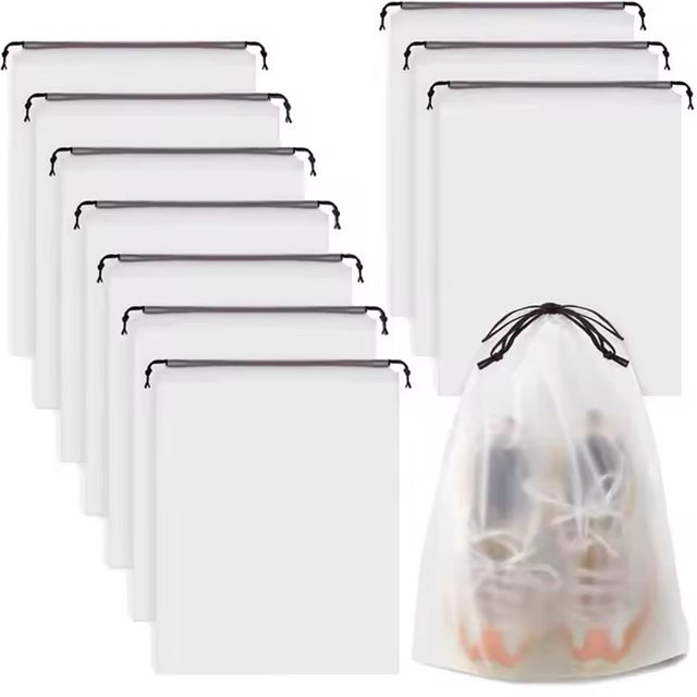 10PCS Portable Shoe Storage Drawstring Eco Storage Bag for Sundries Travel Makeup Bag Waterproof Transparent Plastic Storage Bag