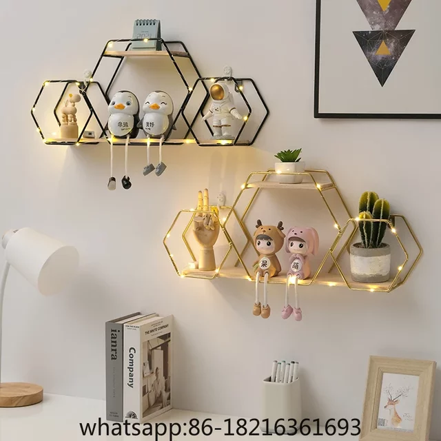 Non-perforated wall shelves, creative bedroom walls, home wrought iron wall hanging baskets, wall cosmetics storage hangers