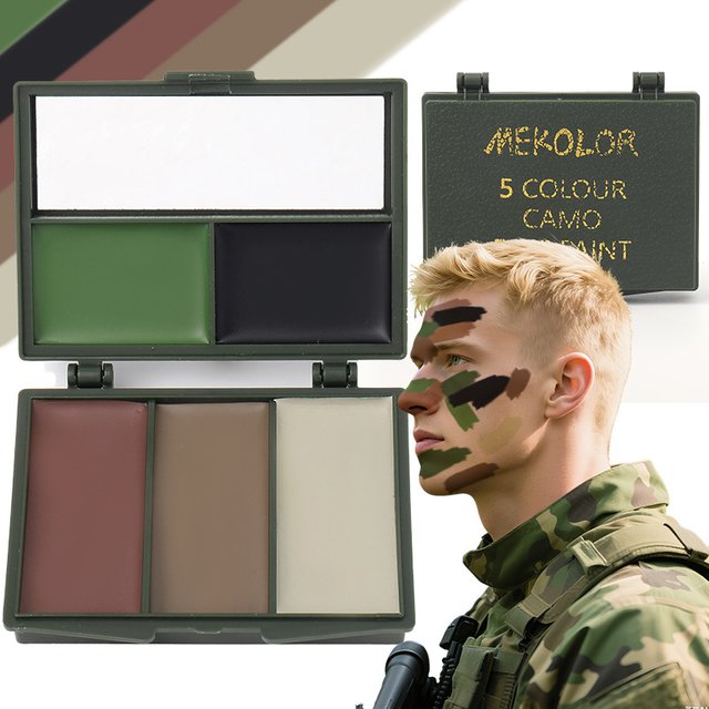 5 Color Forest Camo-Compac face paint Kit, Pocket Size Long-Lasting Easy-to-Use Concealment Makeup for Hunters Specialties