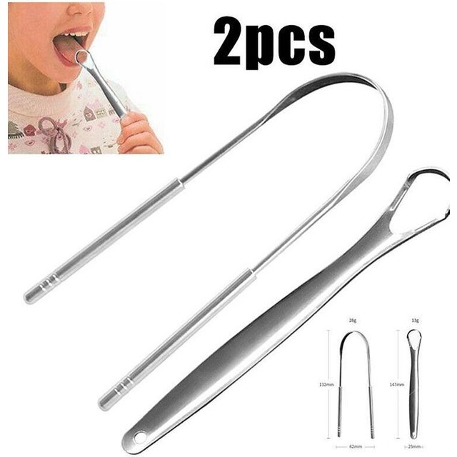 1/2Pcs Tongue Scraper Stainless Steel Tongue Cleaner Oral Care Hygiene Scraper Dental Oral Care Hygiene Health Care Tool