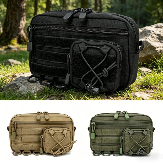 Pochette EDC 1000D, sac organisateur Molle horizontal, pochette à outils modulaire, sac banane d'extérieur, sac banane de chasse EMT