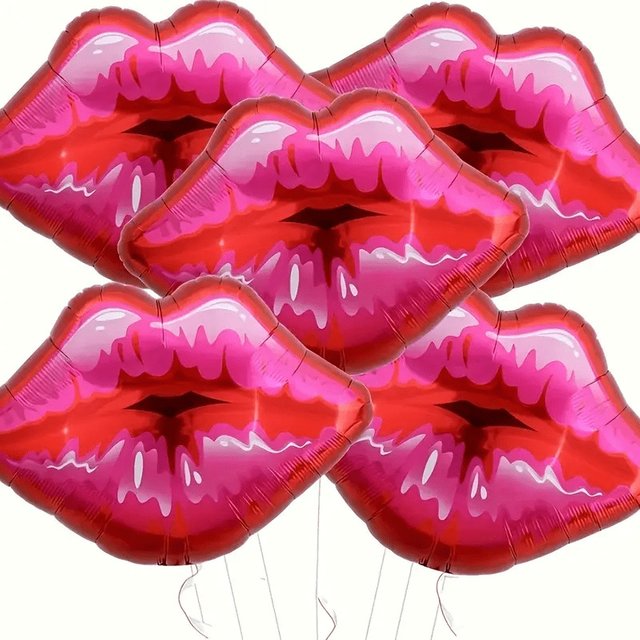 Red Lips Balloon Large Lips and Lipstick Aluminum Film Balloon Wedding, Valentine's Day, Proposal, Anniversary Decoration