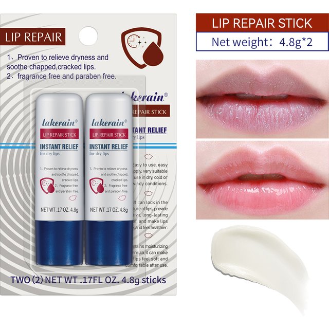 2pcs Lip Repair Stick Moisturizing Lip Balm Pack for Dry Chapped Lips Relief Hydrating Lip Care Lipstick Base Skincare