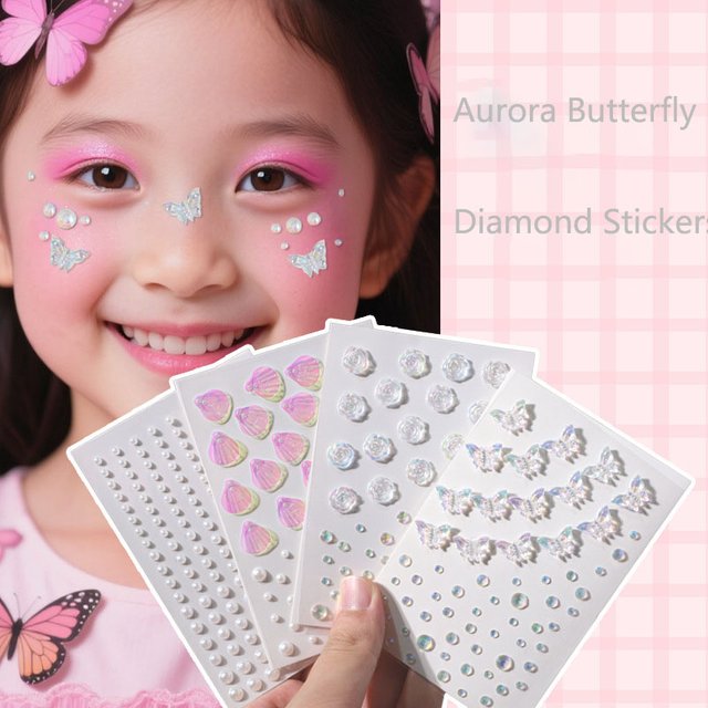 Colorful Rhinestone Crystal Gem Stickers Face Jewelry Stick-On Facial Tattoo Eye Rhinestone Jewels for Fashion Accessories