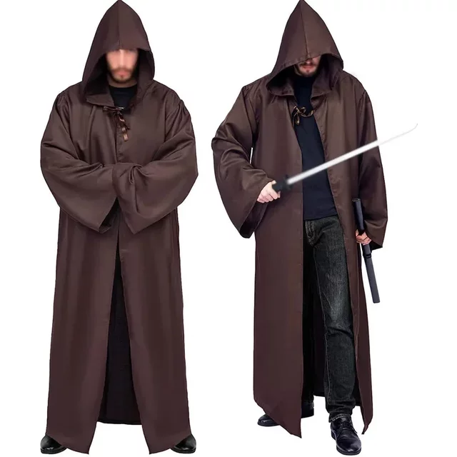 Halloween Aldult Jedi Knight Cosplay Cape sombre Vader Cape avec chapeau guerre à capuche noir marron Cape mascarade fête Costume