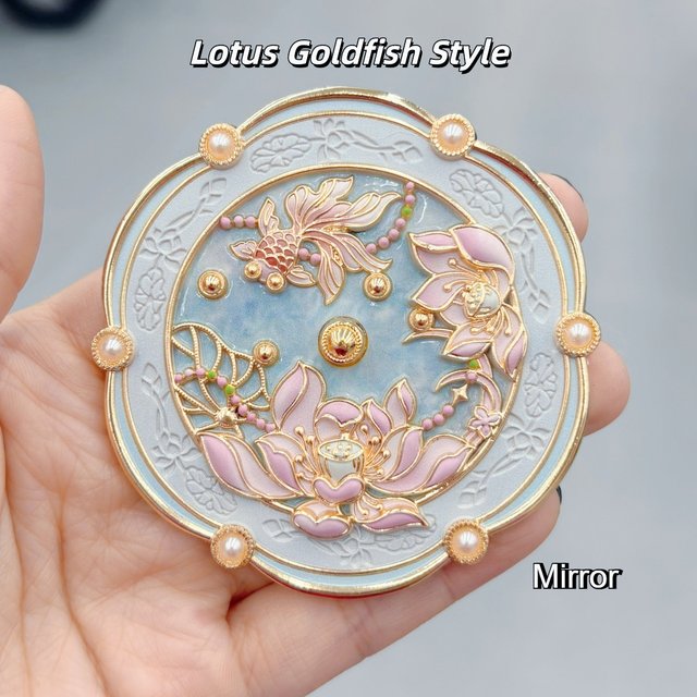 Lotus Goldfish Makeup Mirror Beijing Travel Gift Chinese Style Portable Mirror Commemorative Gift