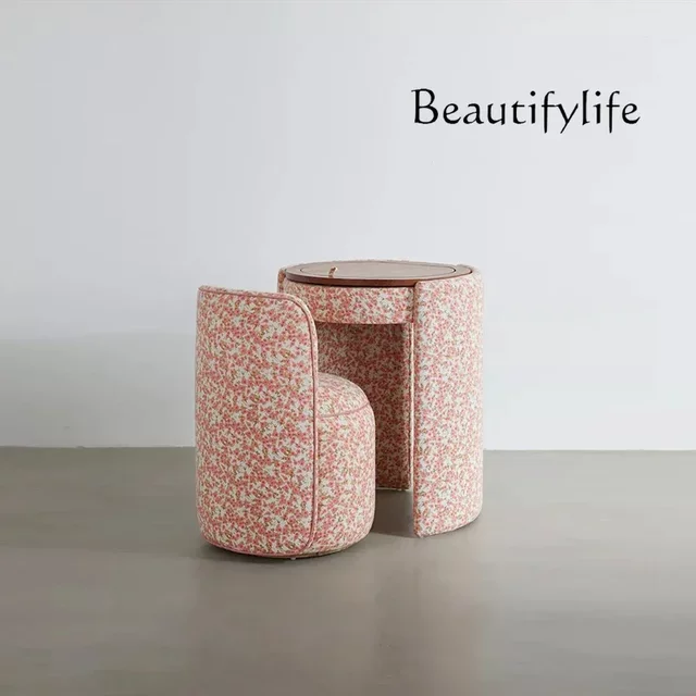 Style Trendy Chair Vanity Table Storage Mirror Fabric Makeup Bedroom Dressers Girl Drawers Luxury Coiffeuse De Chambre Furni