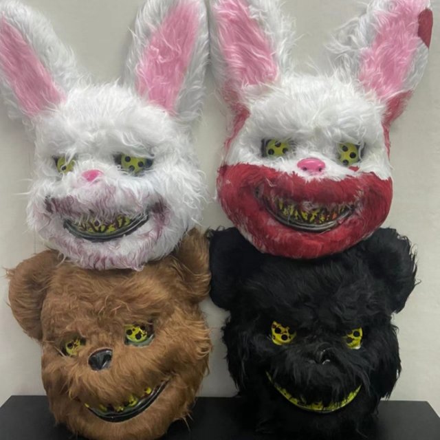 1 PC Scary Bear Rabbit Cartoon Cosplay Face Mask Head Cover Halloween Party Stage Carnival Costume Props Dance Masquerade Mask