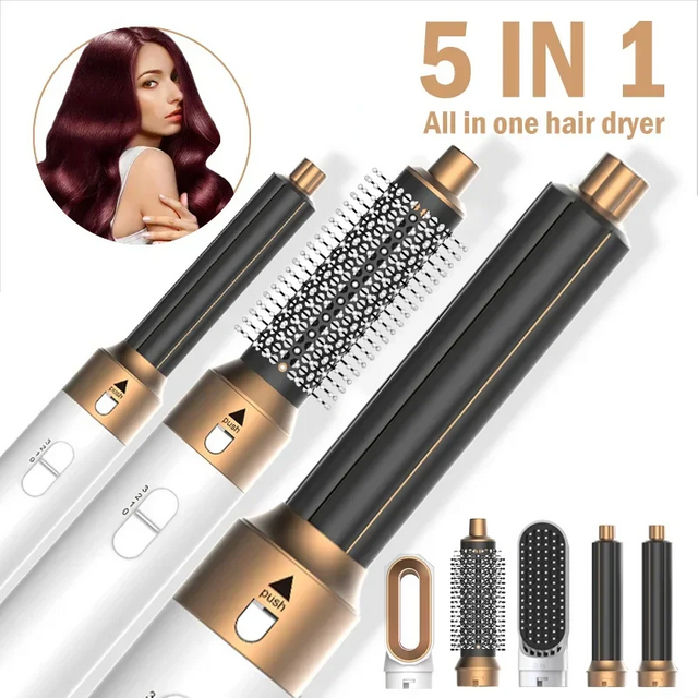 Household 5-in-1 Hot Air Comb Hair Dryer Curling Iron Straightening Iron Hairdresser Styling Tools And Accessories For Dyso Gift