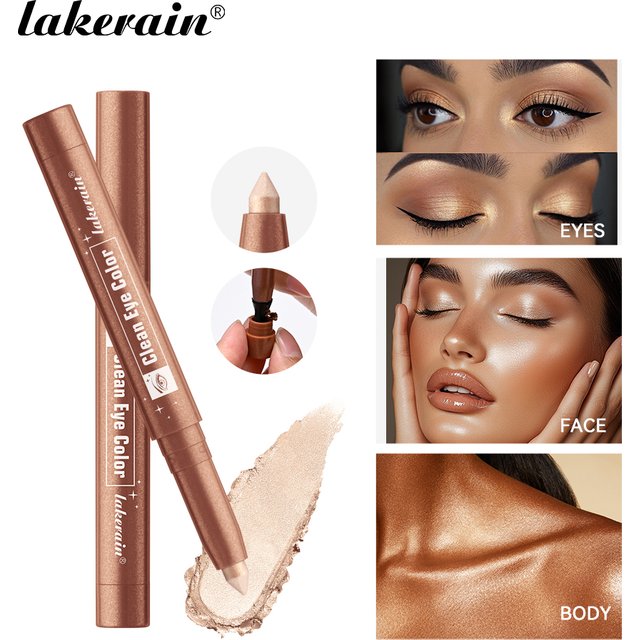 12Colors Metallic Eyeshadow Pencil Glitter Silkworm Liner Pen Highlighter Long Lasting Gold Blue Cream Eye Shadow Stick Makeup