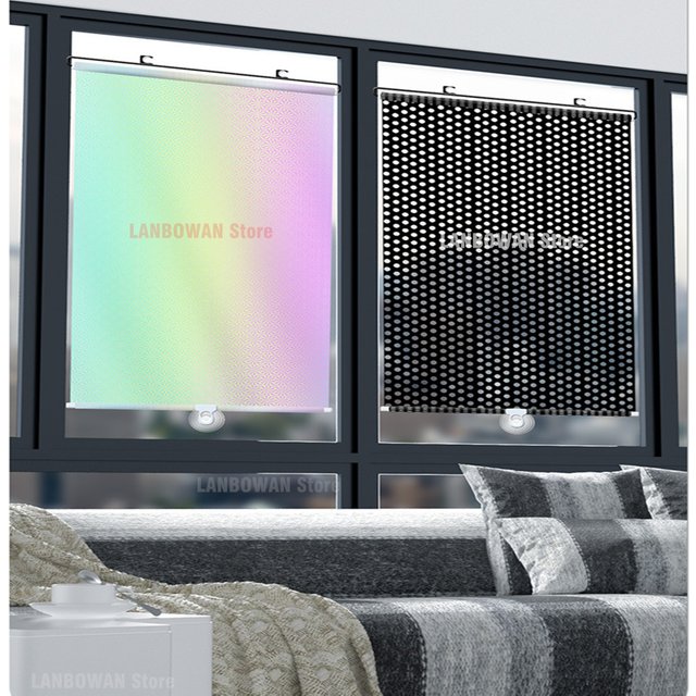 Automatic Retractable Roller Blinds Car Sunshade Bedroom Kitchen Blackout Curtain Sunscreen Heat Insulation Nail-free Sun Blind