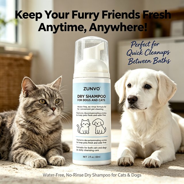 Waterless Dry Shampoo For Dogs & Cats, No Rinse Foam Cleaner