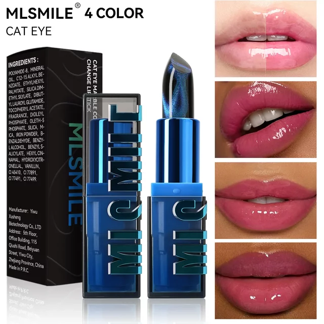 Cat Eye Color Changing Lipstick Hydrating Pearl Shimmer Temperature Adjust Long Lasting Non Stick Makeup Cosmetics