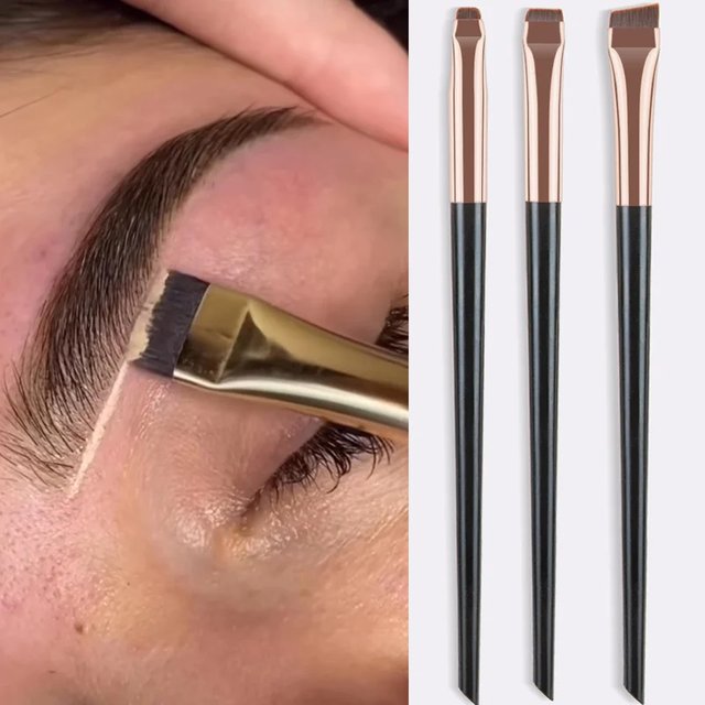 3 pièces/ensemble lame Eyeliner brosse sourcil brosse Portable plat fin Eye Liner sourcils Contour pinceaux de maquillage outil de maquillage
