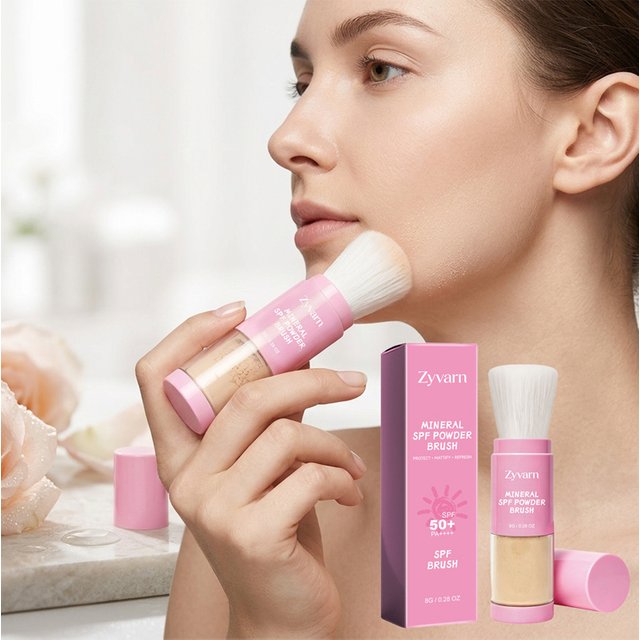SPF 50 Mineral Sunscreen Loose Powder Broad Spectrum UVA/UVB Protection Sun Block Sweatproof On-The-Go Use Sunscreen With Brush