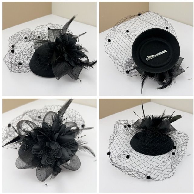 Serre-tête, mini-fedora, couvre-chef, filet de masque facial à plumes, mini-chapeau en maille pour femme, filet à pois, voile floral pour Halloween et Noël, pinces à cheveux