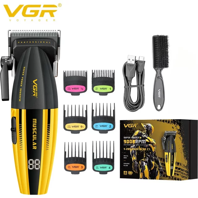 VGR Electric Hair Trimmers Professional 9000RPM Hair Clippers Rechargeable Haircut Machine Adjustable Barber Tool for men V-285