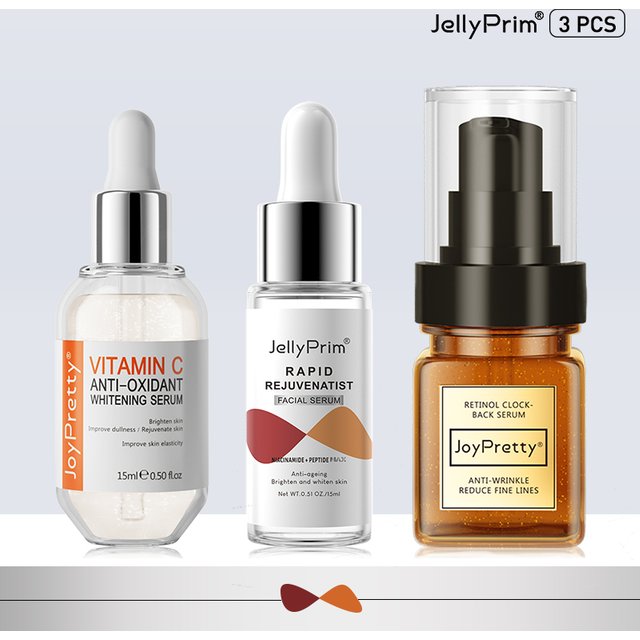 JoyPretty 3PCS Face Serum VC Whitening Retinol Wrinkle Tea Tree Acne Treatment For Dark Facial Serum Korean Skin Care Products
