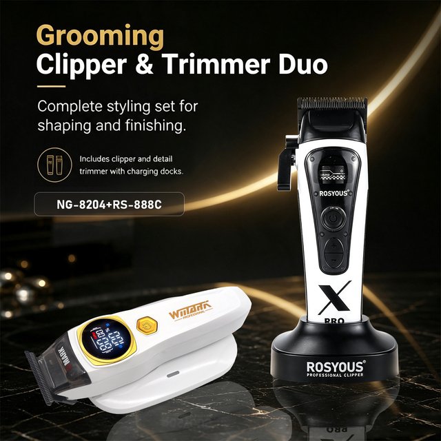 WMARK ROSYOUS Professional Hair Cutter for men Combo Set 8000RPM External Rotor Brushless Motor Hair Clipper Finishing 8204 888C