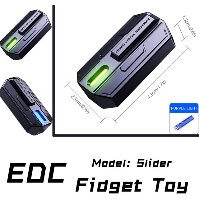 Jouet anti-stress EDC lumineux à glissière, spinner métallique pour les doigts, soulage l'anxiété et le stress, outil TDAH, carte mécanique, cadeau pour adulte