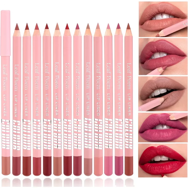 Lipstick Lipliner Pen Set Matte Velvet Lip Liner Pencil Contour Makeup Sexy Red Lip Stick Long Lasting Cosmetics